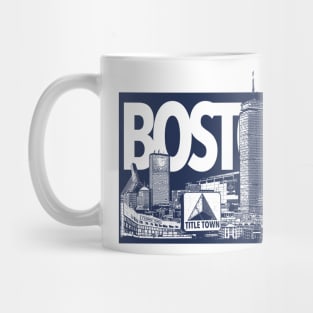 Boston Title Town Skyline Tapestry (White) Mug